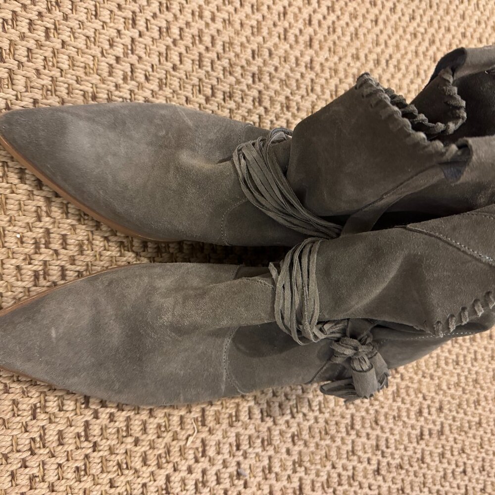 Ron White Gray Suede Cowboy Booties size 40 with 3" heel
